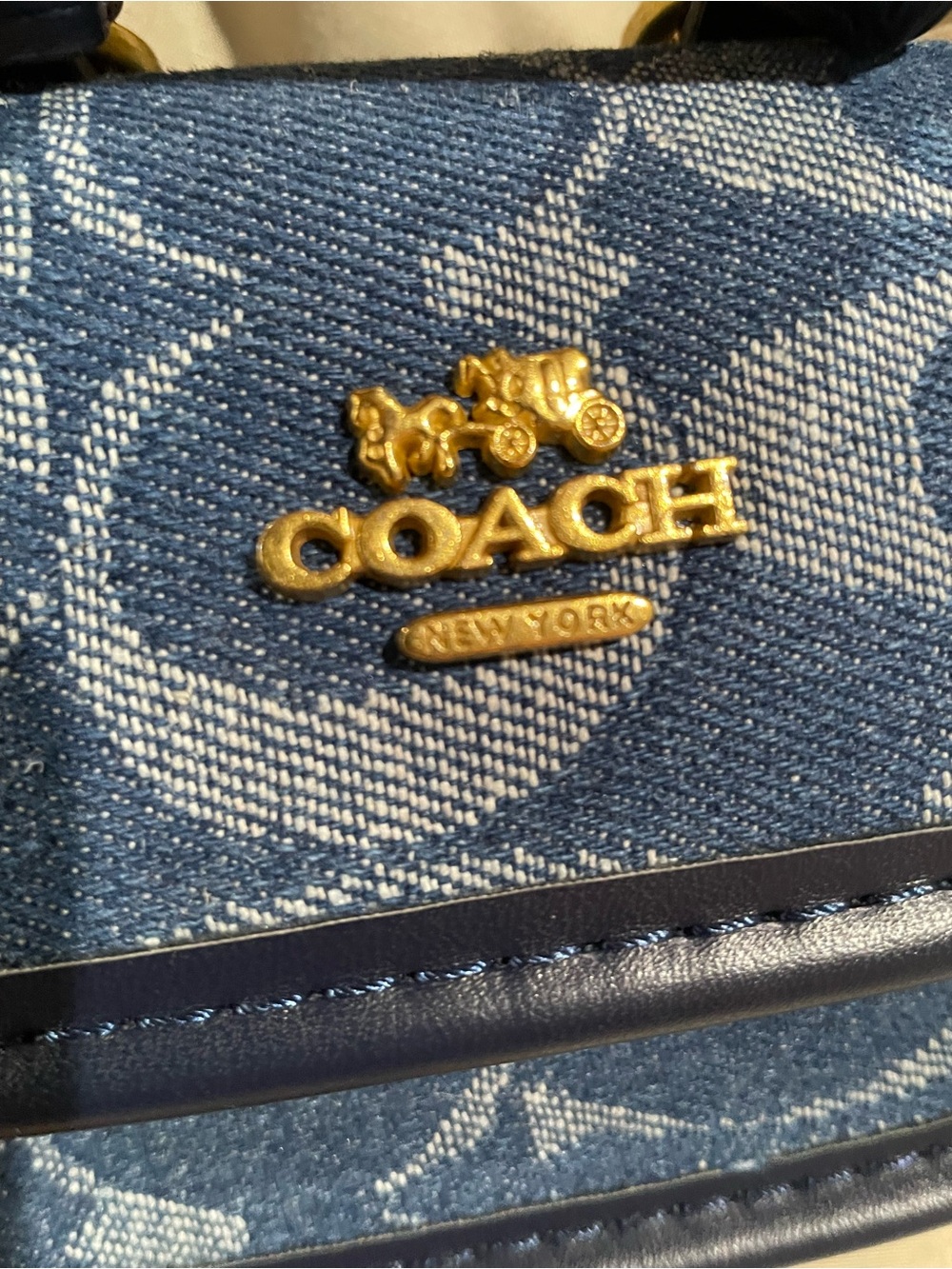 Coach Mini Top-Handle Bag in Denim Blue Crossbody - Picture 3 of 12